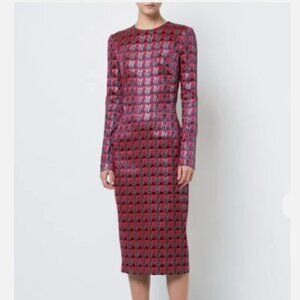 Diane von Furstenberg Bodycon Dress | Metallic Red Print | Size 0
